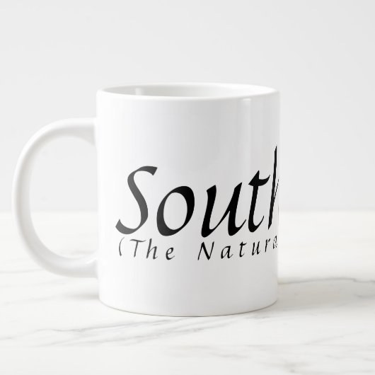 書道の南の手（自然進化）ジャイアン ジャンボコーヒーマグカップ (左)