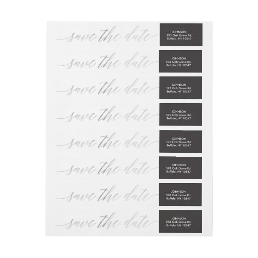 書道の原稿のフェイクな銀ぱくの差出人住所 ラップアラウンドラベル (シート)