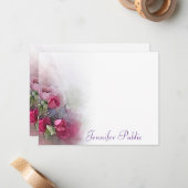 書道の台本名水彩バラ花 ノートカード (正面/裏面インサイチュ)