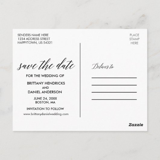 書道の台本 – 日付の写真を保存 ポストカード (裏面)