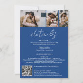 書道の名前を青4枚の写真に結婚すべて 招待状 (裏面)