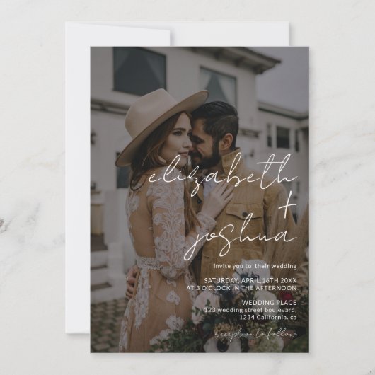 書道の名前を黒の4写真結婚すべて 招待状 (正面)