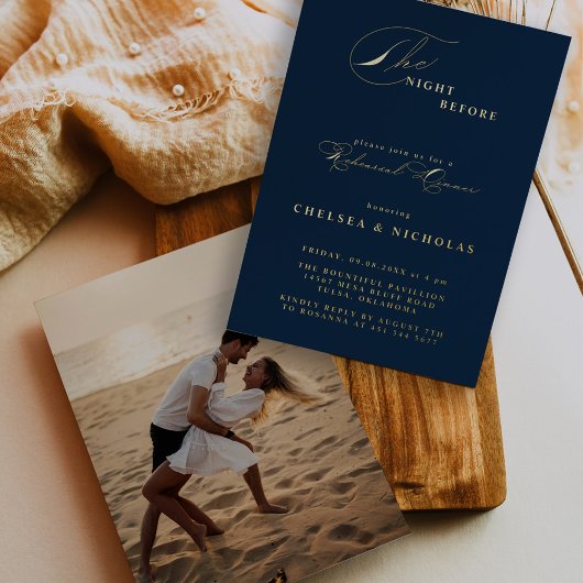 書道の夜リハーサルディナー金ゴールド 箔招待状