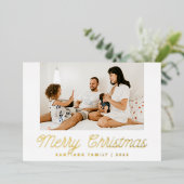 書道の家族の写真クリスマス 箔シーズンカード (立ち正面)