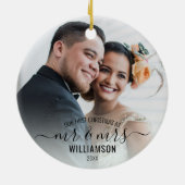 書道の御夫妻 | 2私たちの最初のクリスマス写真 セラミックオーナメント (裏面)