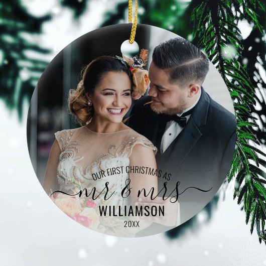 書道の御夫妻 | 2私たちの最初のクリスマス写真 セラミックオーナメント