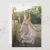 書道の愛と感謝していブライダルシャワー写真 サンキューカード (正面)