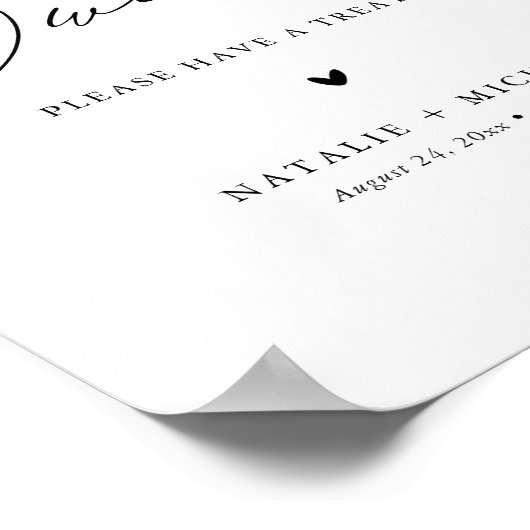 書道の愛は甘いデザートテーブルバーのサイン ポスター (角)