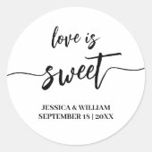 書道の愛は甘い結婚式の引き出物 ラウンドシール (正面)