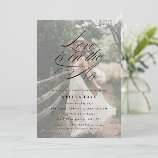 書道の愛は空気のブライダルシャワー写真 招待状 (スタンド正面)
