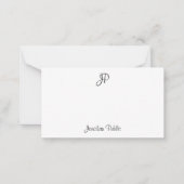 書道の文字のモノグラムのクラシックなテンプレートの黒 ノートカード (正面)