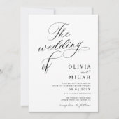 書道の文字の白黒結婚文字 招待状 (正面)