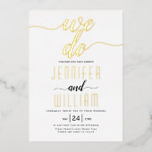 書道の文字エレガントを書く結婚金ゴールド 箔招待状 (正面)