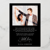 書道の時代を超えたシルバー結婚ズ・サンキュー 箔招待状 (裏面)