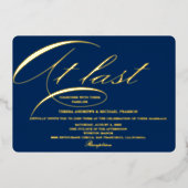 書道の最後のスクリプト王室のブルー金ゴールド結婚ズ 箔シーズンカード (正面)