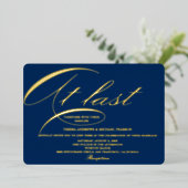 書道の最後のスクリプト王室のブルー金ゴールド結婚ズ 箔シーズンカード (立ち正面)