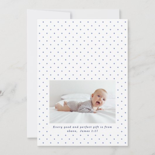 書道の洗礼で青い水彩十字 招待状 (裏面)