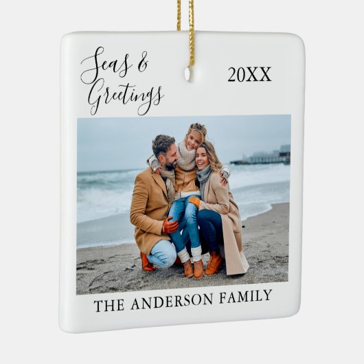 書道の海と挨拶の写真 セラミックオーナメント (右)