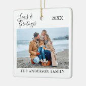 書道の海と挨拶の写真 セラミックオーナメント (左)