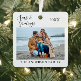 書道の海と挨拶の写真 メタルオーナメント