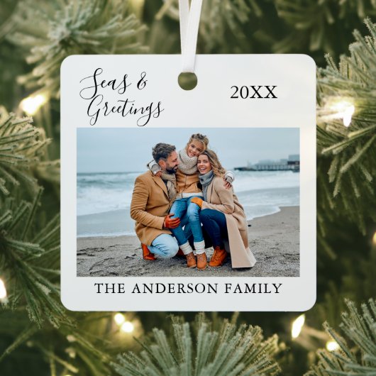 書道の海と挨拶の写真 メタルオーナメント (インサイチュ)