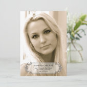 書道の渦巻き写真の卒業発表 招待状 (スタンド正面)