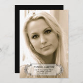 書道の渦巻き写真の卒業発表 招待状 (正面/裏面)