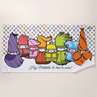 書道の漫画の文字ゴブリンWhitePattern ビーチタオル