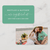 書道の登結婚録写真ミントグリーン エンクロージャーカード (正面/裏面)