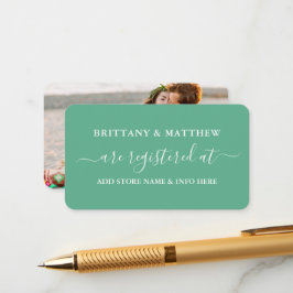 書道の登結婚録写真ミントグリーン エンクロージャーカード