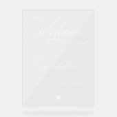 書道の白い台本結婚の歓迎 アクリルサイン (正面)