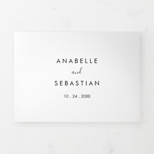 書道の白黒の3つ折結婚り 三つ折り招待状 (カバー)