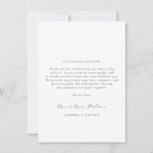 書道の白黒結婚のサンキューカード サンキューカード (裏面)