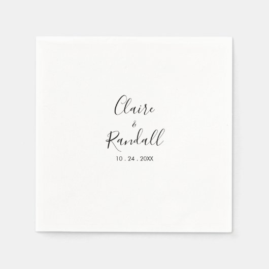 書道の白黒結婚のナプキン スタンダードカクテルナプキン (正面)