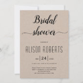書道の素朴結婚なブライダルシャワー 招待状 (正面)