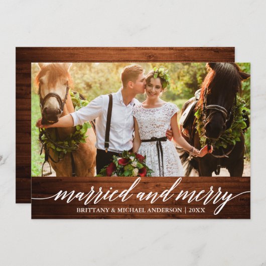 書道の結婚した木メリーと結婚写真 シーズンカード (正面/裏面)