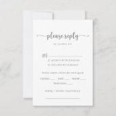 書道の結婚シルバーメニュー選択RSVP 出欠カード (正面)