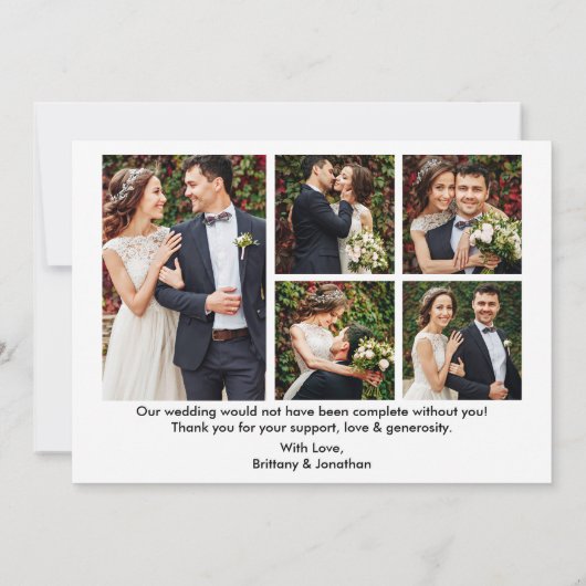 書道の結婚ハート新郎新婦6枚 サンキューカード (裏面)