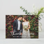 書道の結婚ハート6枚の写真花婿 サンキューカード (スタンド正面)