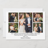 書道の結婚ハート6枚の写真花婿 サンキューカード (裏面)