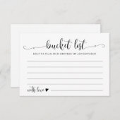 書道の結婚バケットリストアドバイスカード エンクロージャーカード (正面/裏面)