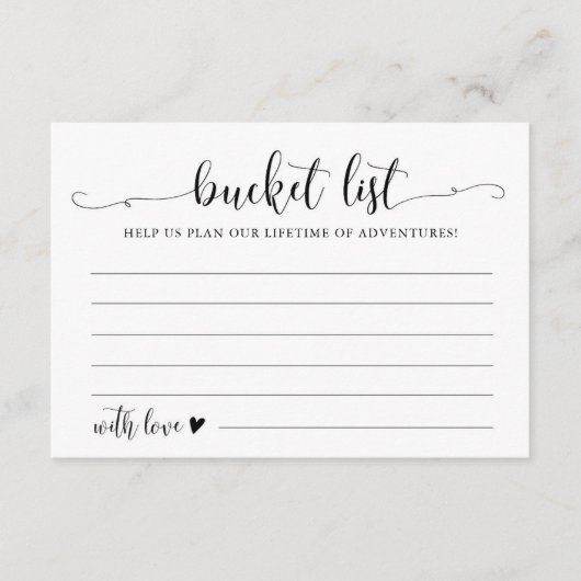 書道の結婚バケットリストアドバイスカード エンクロージャーカード (正面)