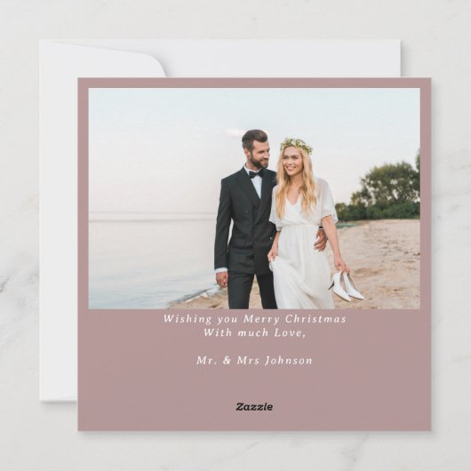 書道の結婚写真のクリ結婚したスマス シーズンカード (裏面)