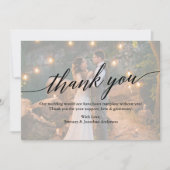 書道の結婚写真オーバーレイサンキューカード サンキューカード (正面)