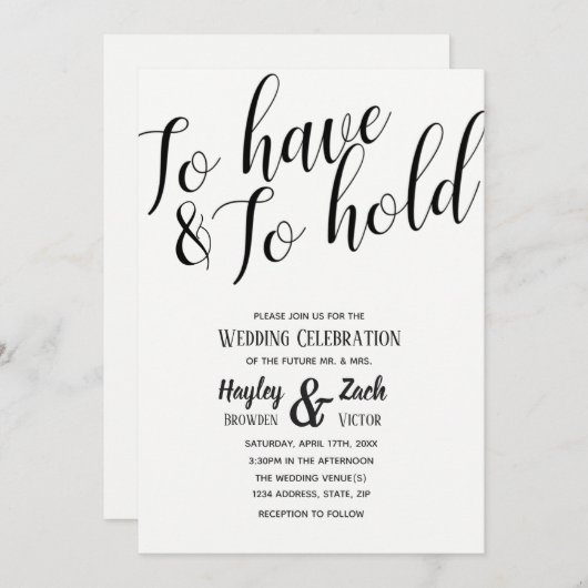 書道の結婚式招待状を握るため持つためそして 招待状 (正面/裏面)