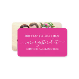 書道の結婚登モダン録写真ホットピンク エンクロージャーカード