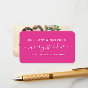 書道の結婚登モダン録写真ホットピンク エンクロージャーカード