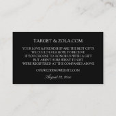 書道の結婚登録カードの挿入 – 黒 エンクロージャーカード (裏面)