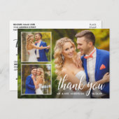 書道の結婚3枚の写真のコラージュありがとう ポストカード (正面/裏面)