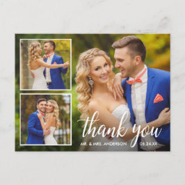 書道の結婚3枚の写真のコラージュありがとう ポストカード